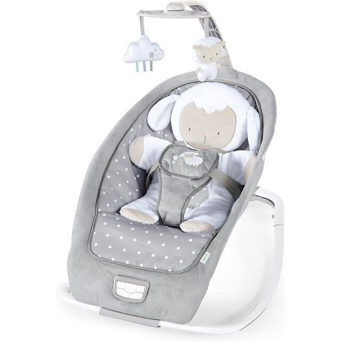 INGENUITY Sammenleggbar, konvertibel vippestol til baby - Little Sheep - Fast eller gyngestilling, babygave