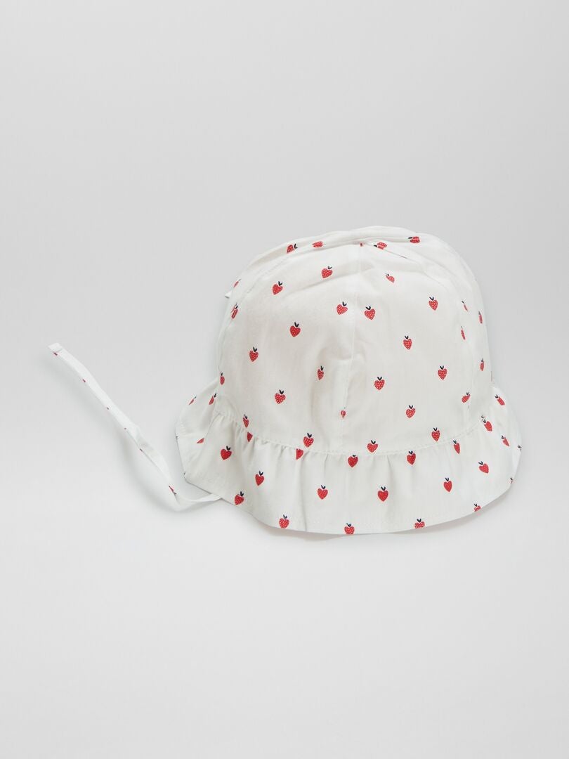 Bedrukte bobcap - WIT