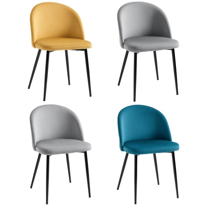 HOMCOM - Dining Chair - Velvet - 49x50x77cm - Multicolored