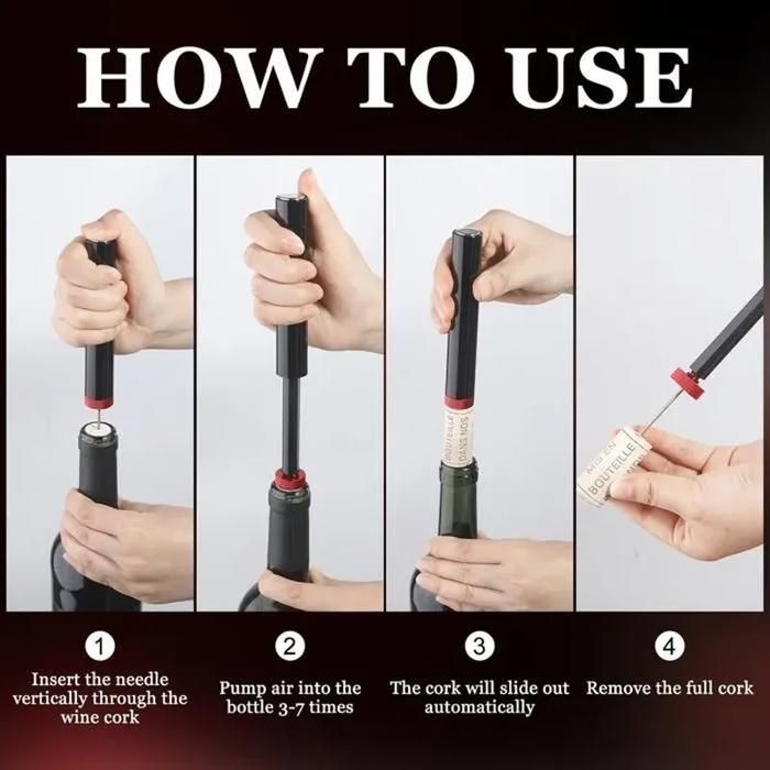 Kurkentrekker, luchtdruk kurkentrekker 7S kurk eruit pomp flesopener wijnflesopener draagbaar gereedschap accessoire voor