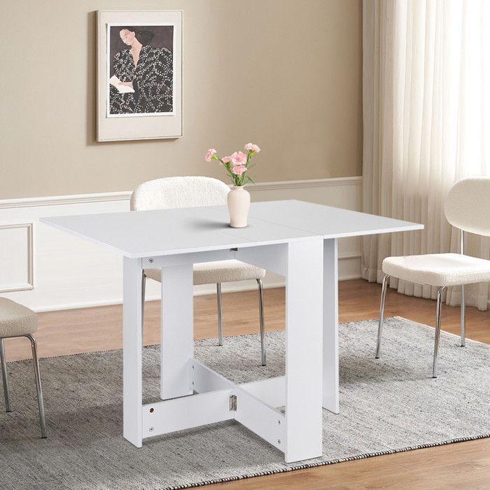 Mesa de jantar VIVOLILV - Mesa de jantar dobrável para cozinha - 102,5 x 76 x 73 cm - Branca - Para espaços pequenos