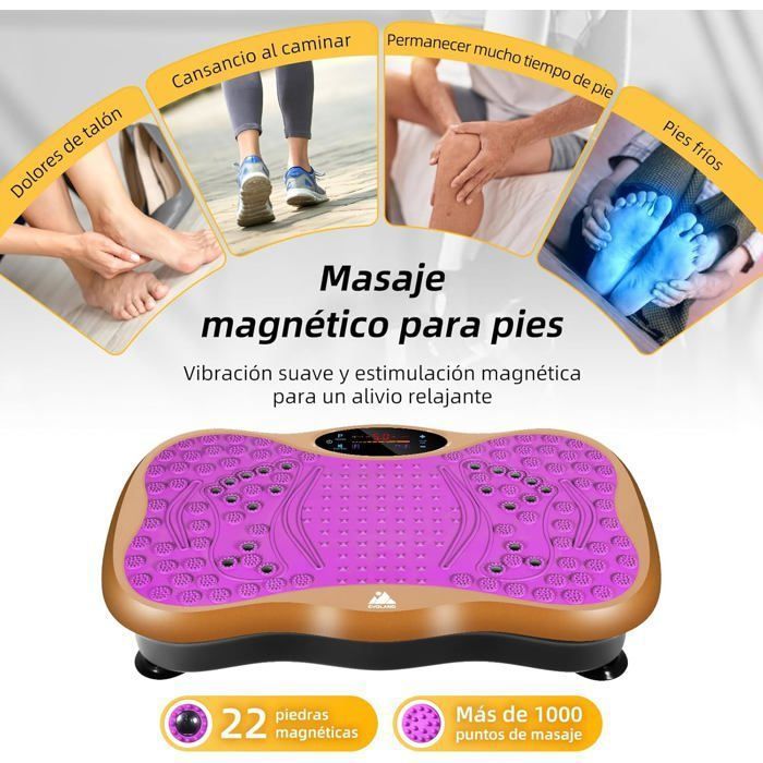 Plateforme Vibrante Pour Le Fitness - EVOLAND- 99 Niveaux D'intensité -Télécommande - 5 Fichiers - Bluetooth-2 Bandes De Résistance
