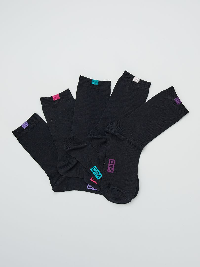 Juego de 5 pares de calcetines 'DIM' - NEGRO