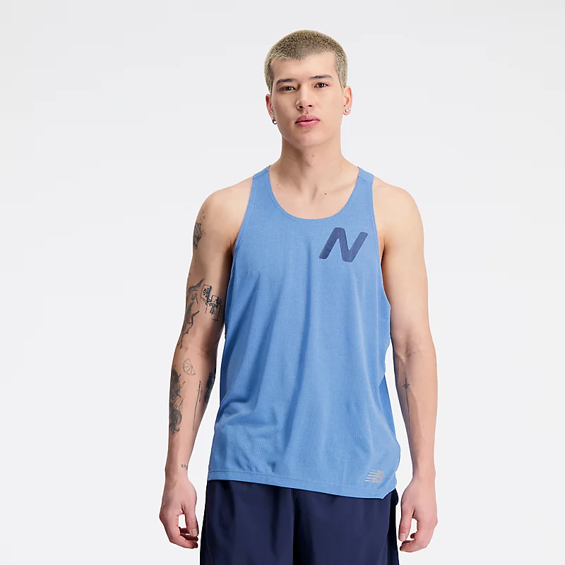 Maiou grafic pentru alergare pentru bărbați - HERITAGE BLUE HEATHER