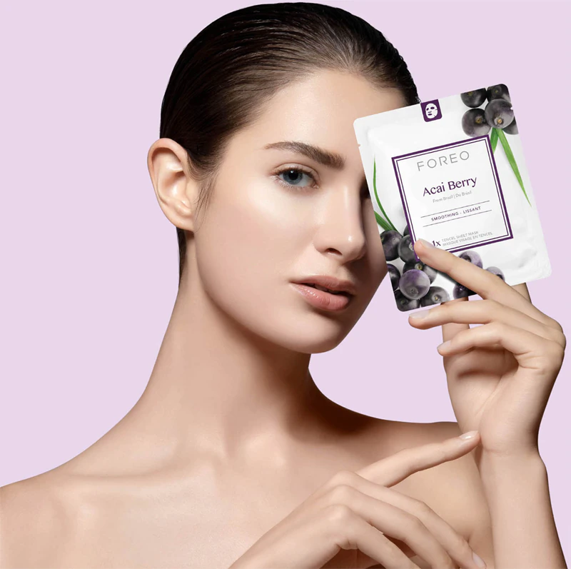 FOREO Farm to Face plátenná maska s antioxidantom z acai bobúľ