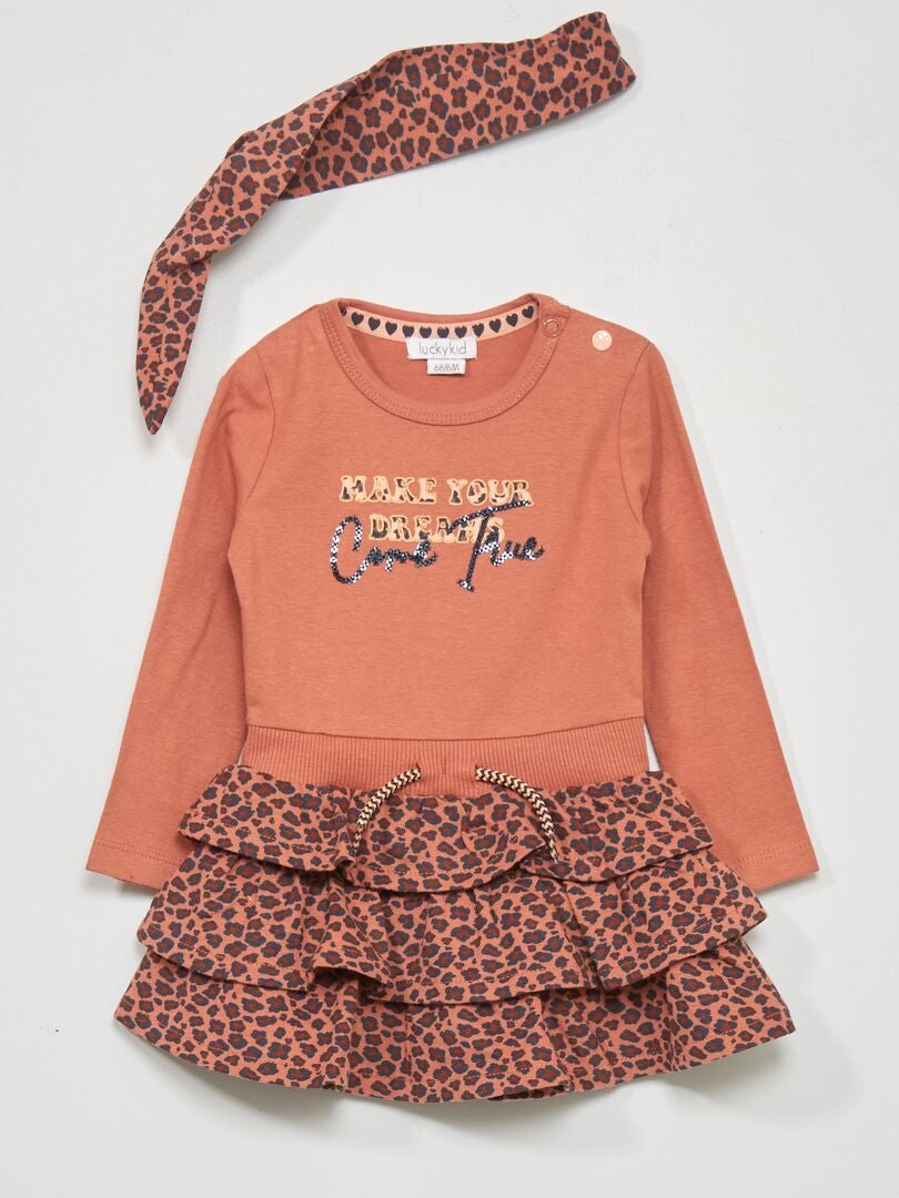 Jurk van bedrukte jersey - ROZE