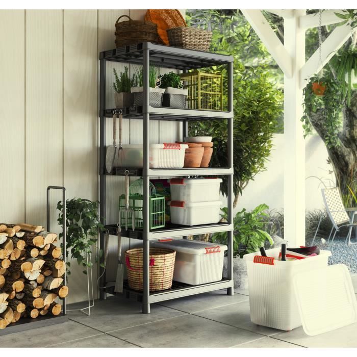 KETER Plus X/5 XL Storage Shelf - Black - 90 x 60 x 187 cm - 80 kg / shelf