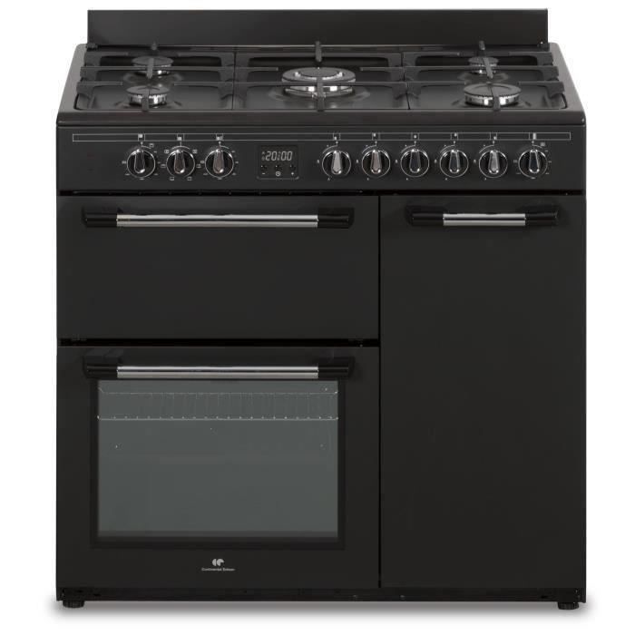 Continental Edison CECP903FB gas range cooker with 3 electric ovens - 5 burners - Black - 90 cm wide