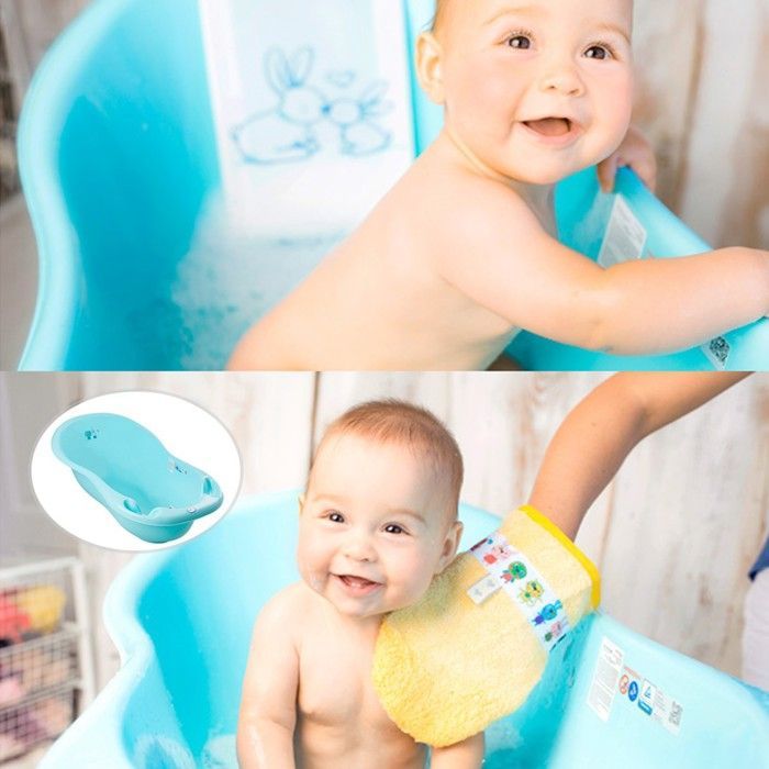 Ergonomic baby bathtub - MY DESIGN FURNITURE - Viridian green - Integrated thermometer - Drain plug