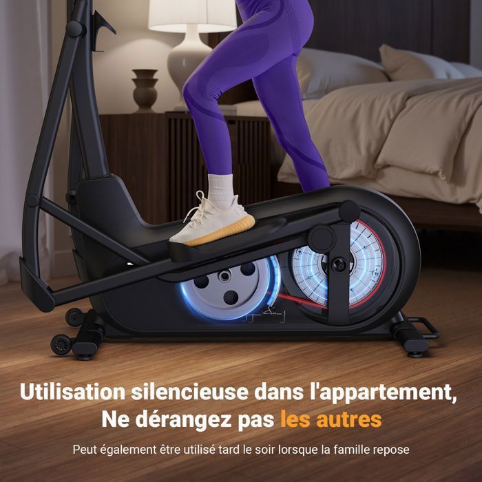 Merach home elliptical trainer, 8 resistance levels, manual adjustment, with monitor, connected app