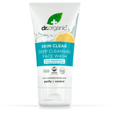 Dr. Organic Skin Clear Dypporerensensende Ansiktsvask 5-i-1 Dypporerensensende Gel 200ml