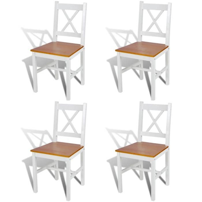 Conjunto de 4 cadeiras de jantar em branco e madeira natural 241513