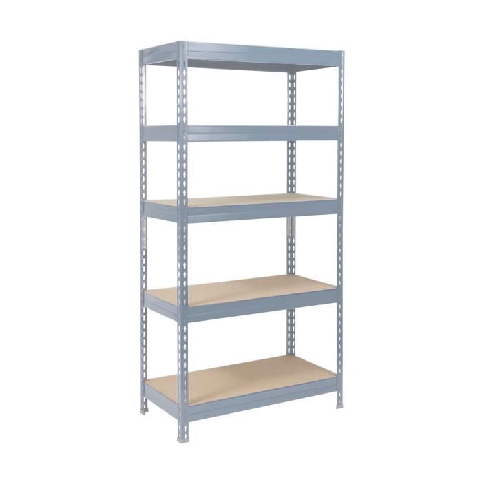Scaffalatura portaoggetti Grizzly in metallo rinforzato per carichi pesanti, 5 ripiani, 180 x 120 x 60 cm, capacità di carico: 875 kg