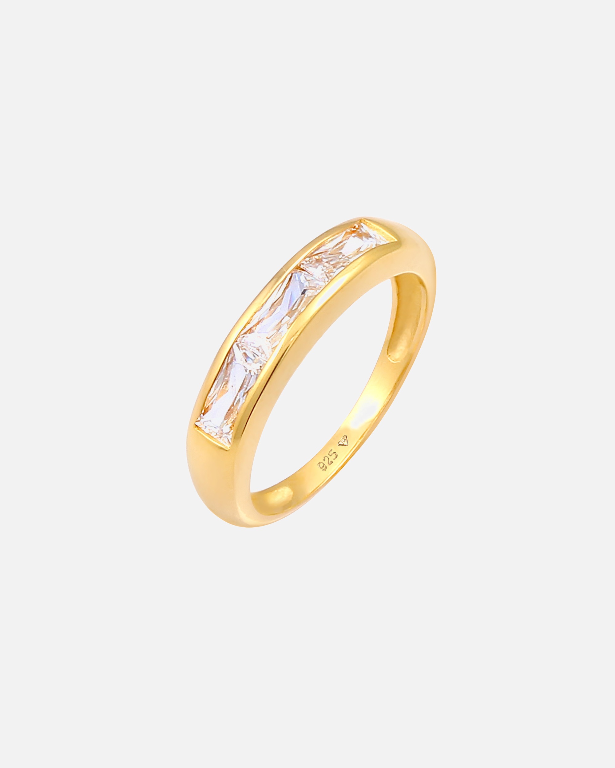 Elli Bague pour dames étincelantes avec des cristaux de zircone en 925/1000 argent massif et plaqué or
