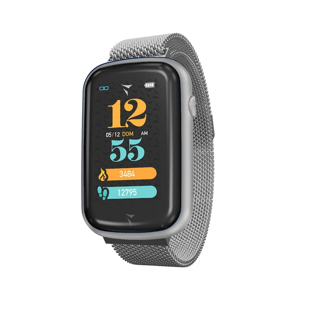 TECHMADE Techmade Steps smartwatch, zilverkleurig mesh-design, die je altijd bij je kunt dragen.