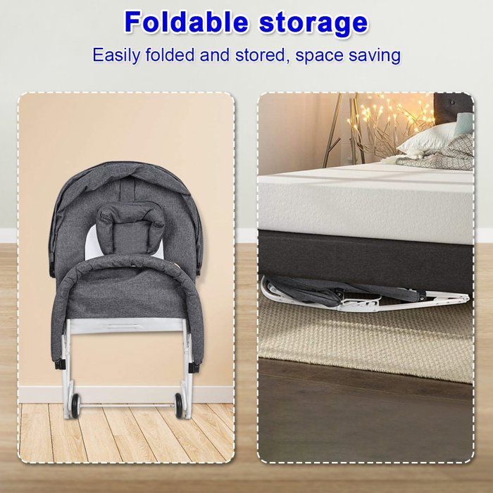 XUANYU.Transat Fille - Transat balancelle pliable-Balancelle bebe electrique - Avce moustiquaire-Pour Naissance à 12 Mois - Gris
