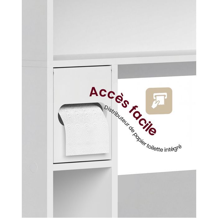 Bathroom cabinet with adjustable shelves, space-saving, modern, for laundry room, white