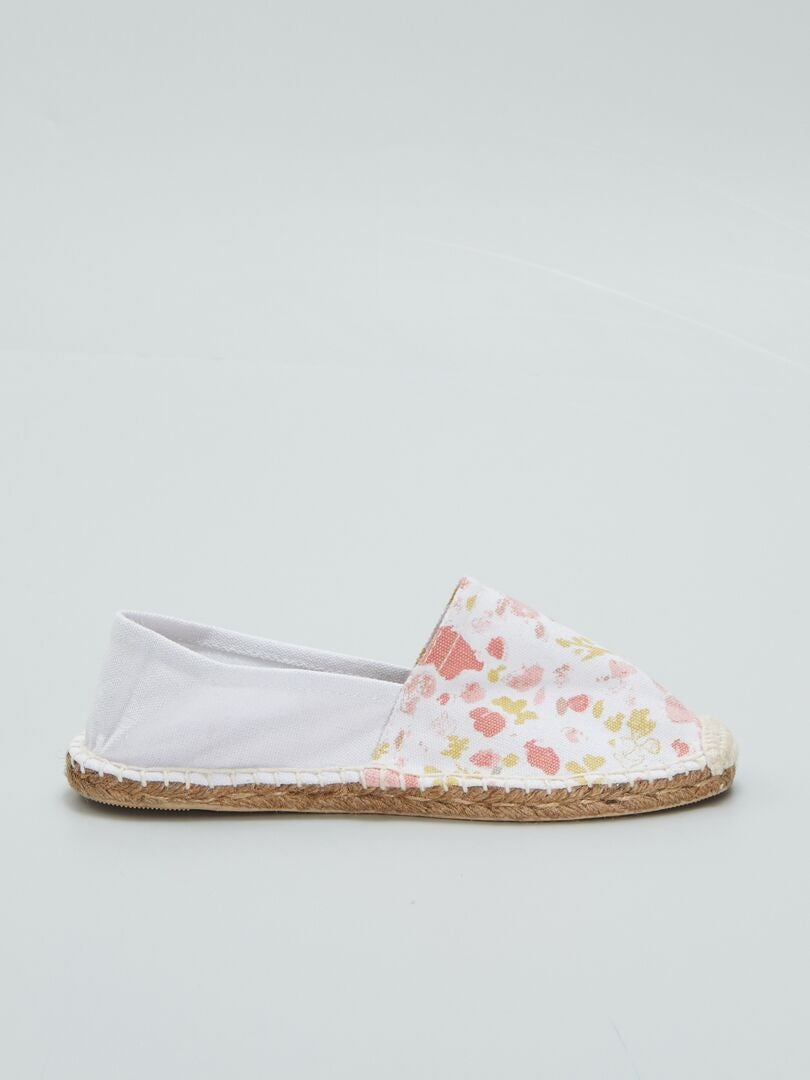 Alpargatas de corda com estampa floral - Brancas
