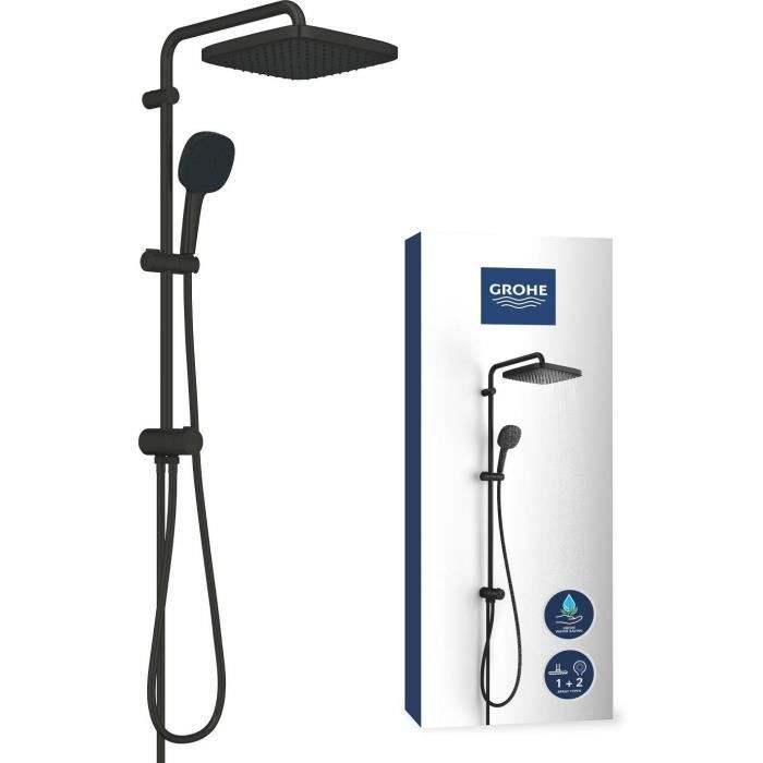 Colonna doccia con deviatore manuale - Risparmio idrico - GROHE Vitalio Comfort 250 - Nero opaco - 266982431