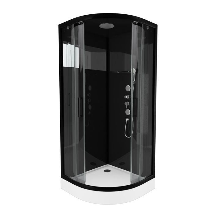 Mampara de ducha redonda Black Mirror 2 - Negra - 90 x 90 x 220 cm