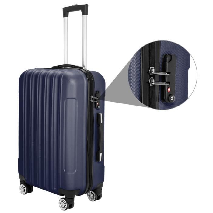Set di 3 valigie rigide - 4 ruote girevoli a 360° - Con lucchetto a combinazione - 20/24/28