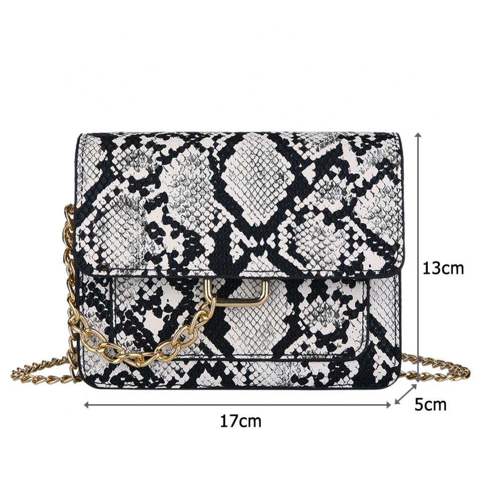 Sac bandoulière femme motif serpent, petit sac à main bandoulière en cuir PU avec chaîne en imitation serpent