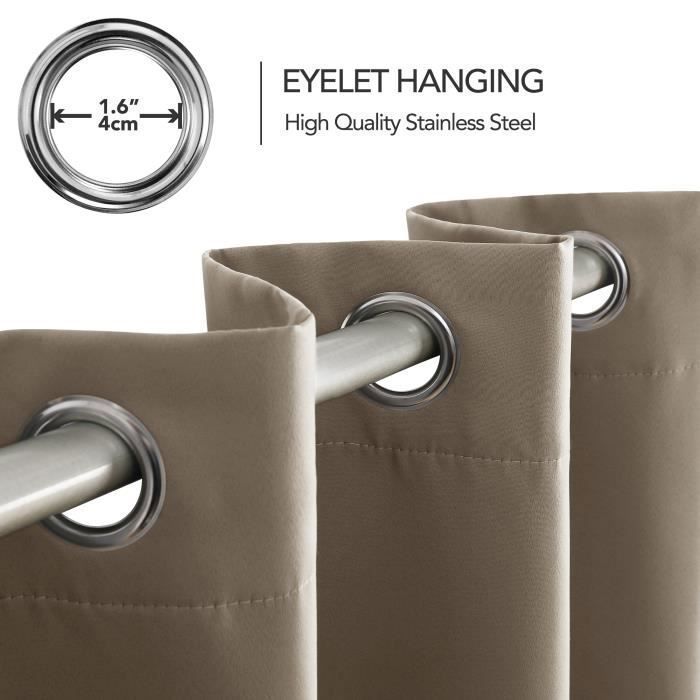 Thermisch geïsoleerde verduisteringsgordijnen, set van 2 - 140x240cm - Khaki