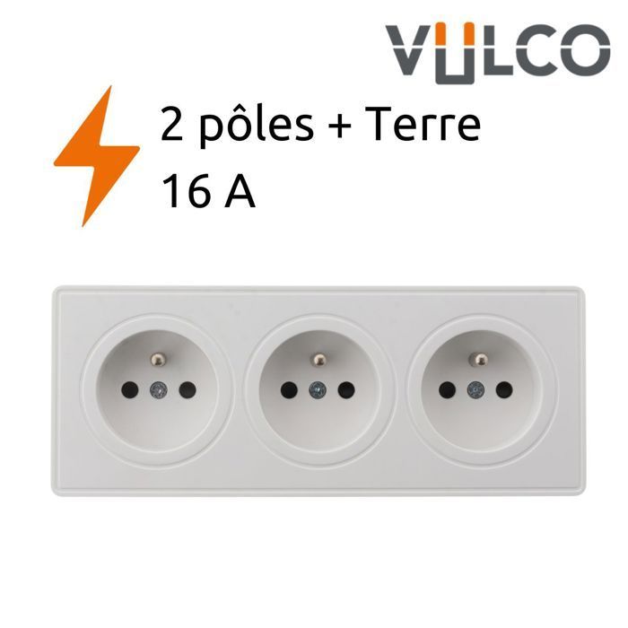 Vulco - Zenitech 2P+E 16A Enchufe triple de montaje en superficie blanco
