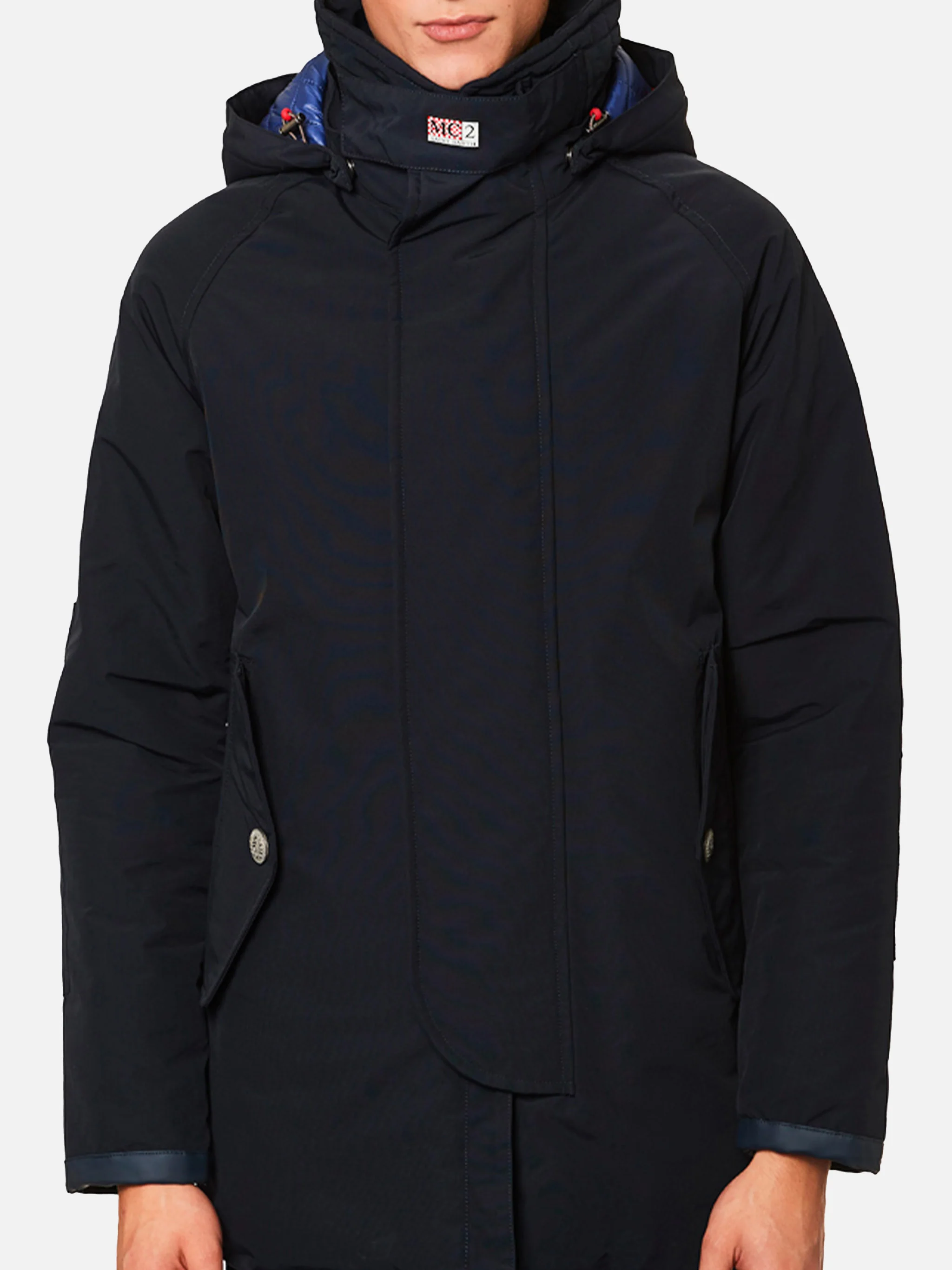 Marineblauwe windjack met capuchon voor heren