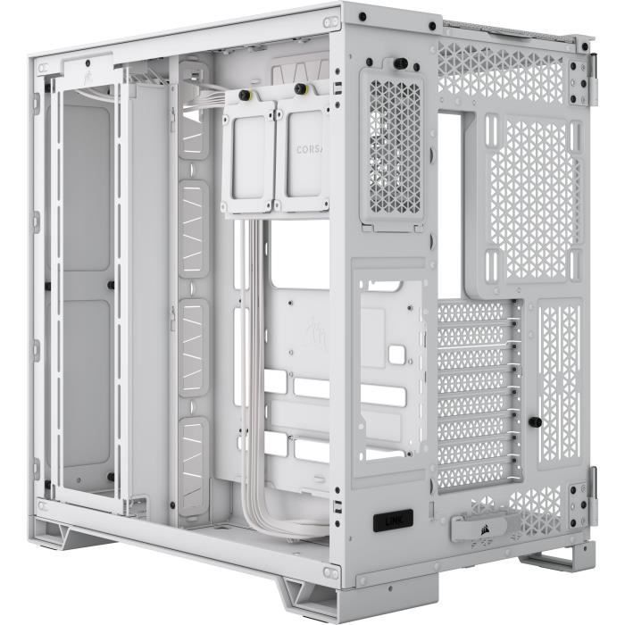 PC-Gehäuse – CORSAIR – 6500X Midi-Tower mit Seitenwand aus gehärtetem Glas und zwei Kammern – Weiß