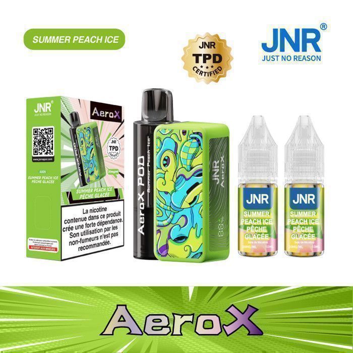 JNR - Summer Peach Ice 32000 trekjes Navulbaar - AeroX - Iced Peach + 2 e-liquids