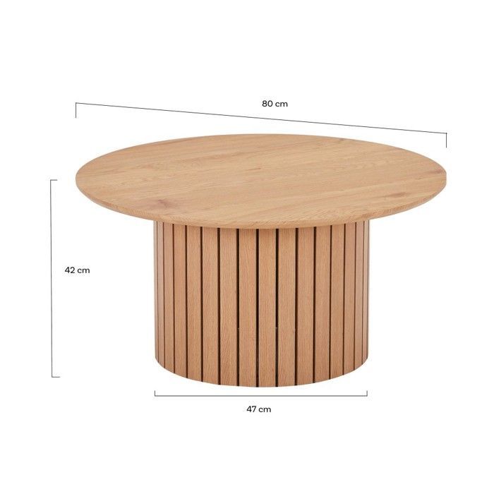 Table basse BAHIA diamètre 80 cm / Décor Chêne artisan