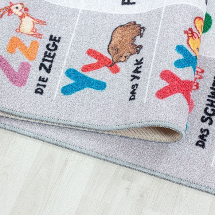 Carpetsale24 Tapis enfant tapis d'éveil Tapis d'apprentissage coloris gris 80x120 cm tapis chambre enfant tapis chambre bébé