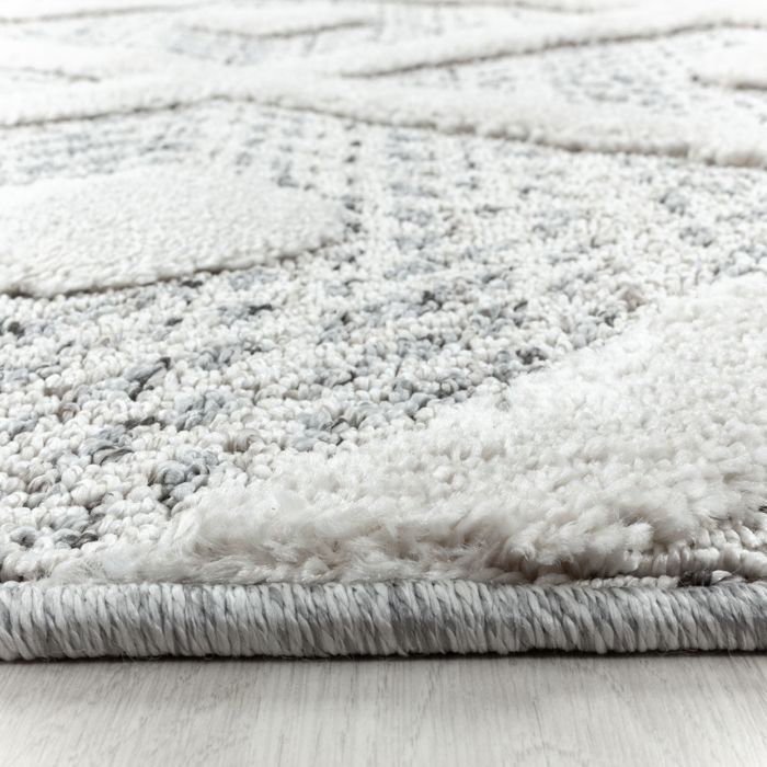 Tapete escandinavo Carpetsale24, 80x150 cm, creme, pelo longo, design boêmio 3D, macio e aconchegante.