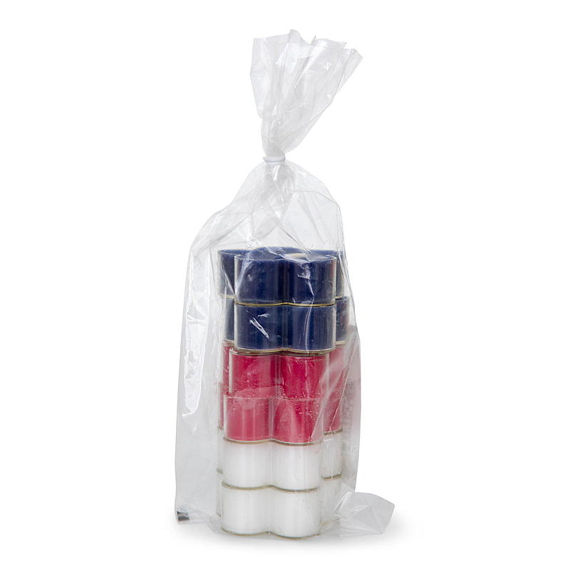 Set van 6 theelichtjes, rood/wit/blauw