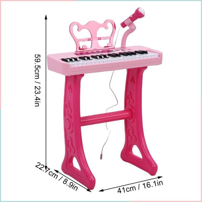 Tastiera giocattolo per bambini a 37 tasti, strumento musicale elettronico educativo con microfono.