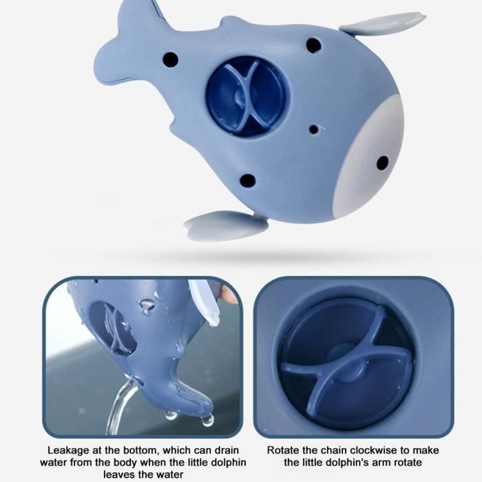 Lindo juguete de baño con forma de delfín para bebés y niños.