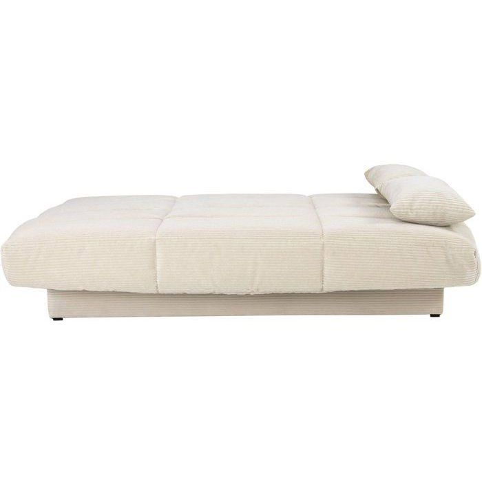Sofá cama CLEM click-clack - 3 plazas - Tejido de pana - Beige - Densidad 20 kg/m³ - 190 x 90 x 92 cm - Fabricado en Portugal
