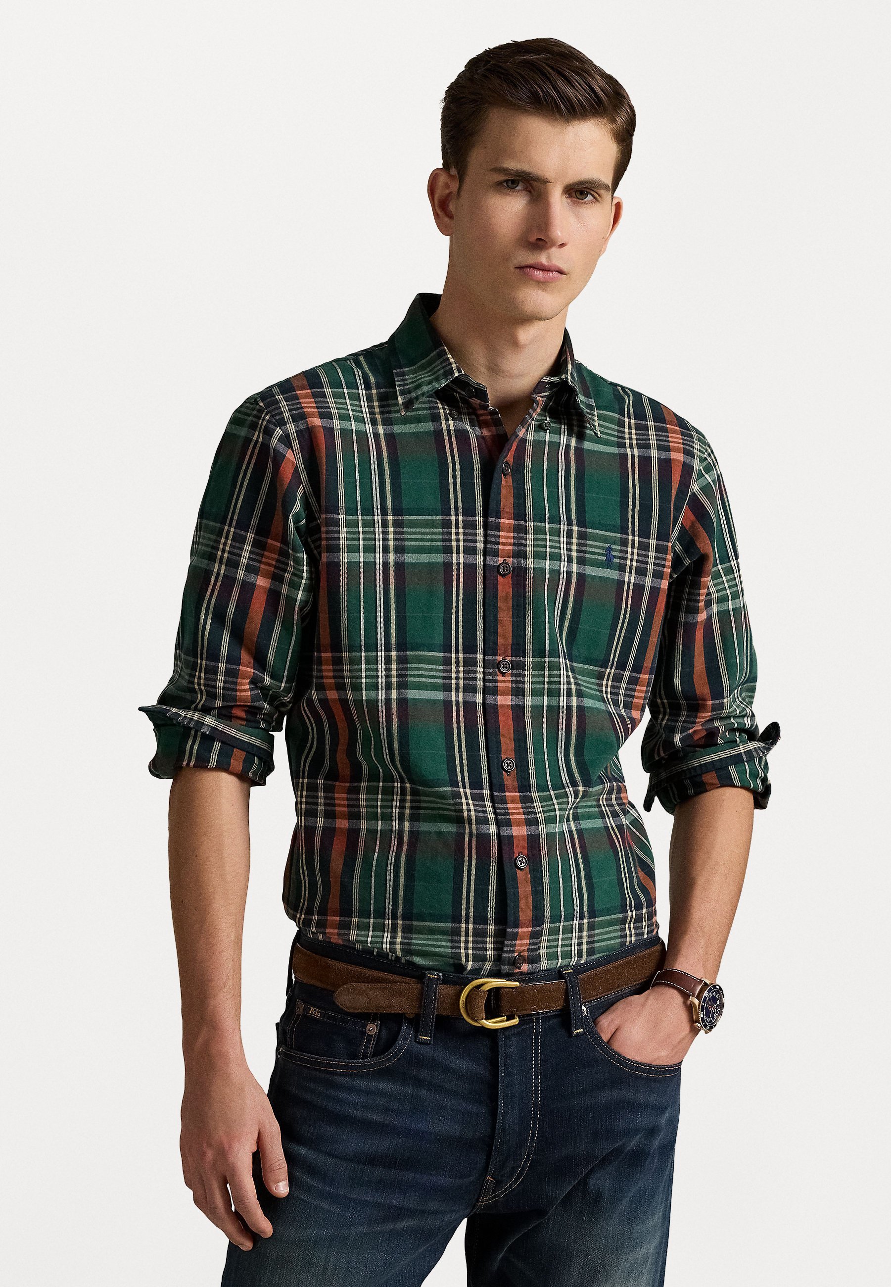 Polo Ralph Lauren CUSTOM FIT PLAID OXFORD SHIRT - Shirt - pine wine multi
