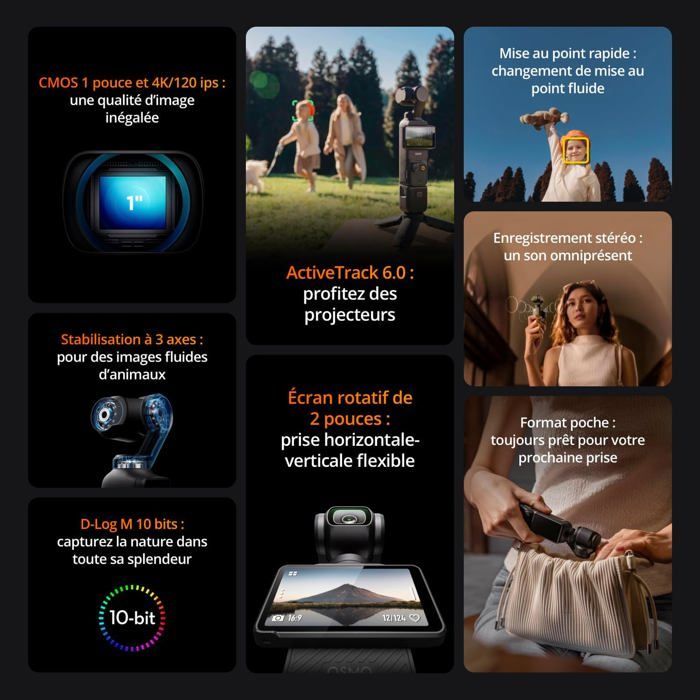 DJI Osmo Pocket 3 Creator Bundle, 1'' CMOS vlog camera and 4K/120fps video