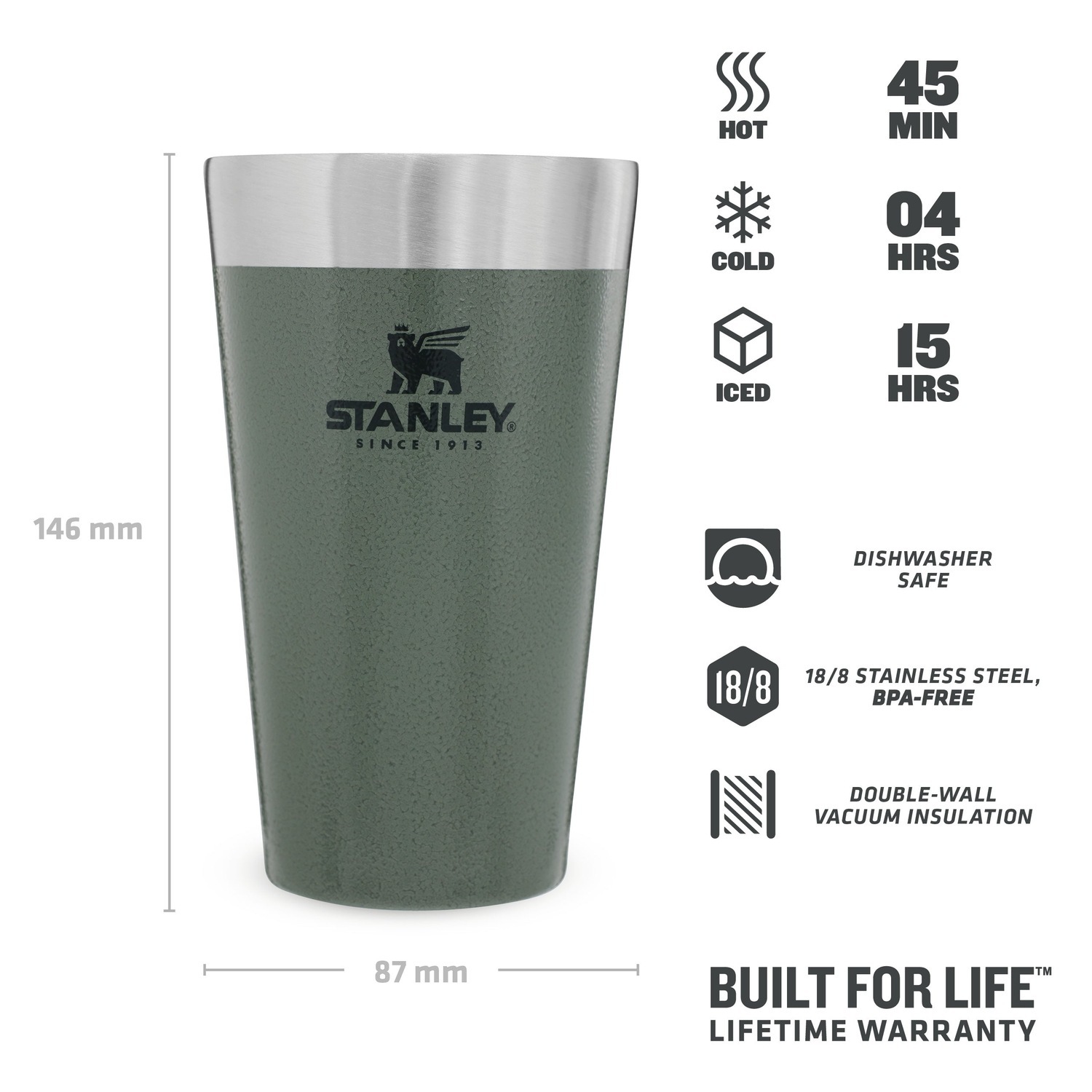 Stanley termos šalica za vodu od stakla koja se može slagati | 0,47 l – 1 komad