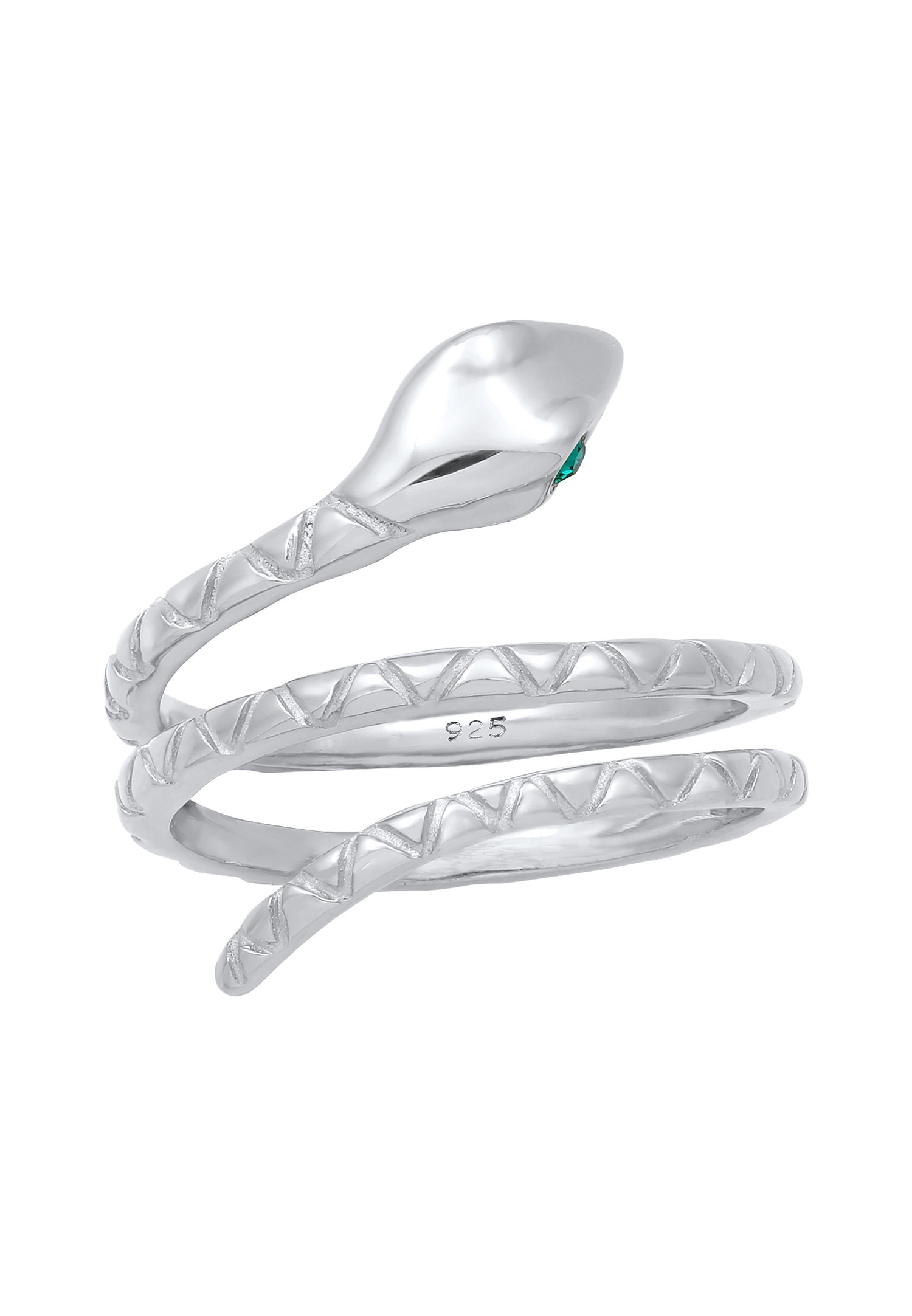 Elli Femmes Serpent Pinky Moderne avec Cristaux en Argent Sterling 925 Plaqué Or