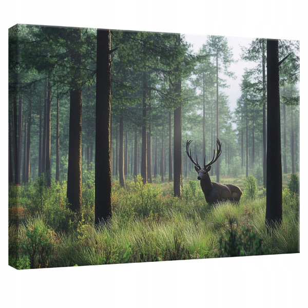 Obraz Na Płótnie Ścianę Do Sypialni Salonu Kuchni Jeleń Natura Las 60X40