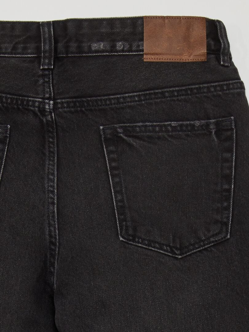 Rechte jeans met 5 zakken en vervaagde pijpen - ZWART