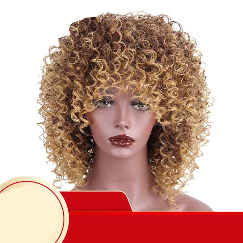 Blonde/Brown/Wine Red Afro Wig Curly Wigs for Women Short Kinky Afro Curly Wig 14 Inch African American Women Hair