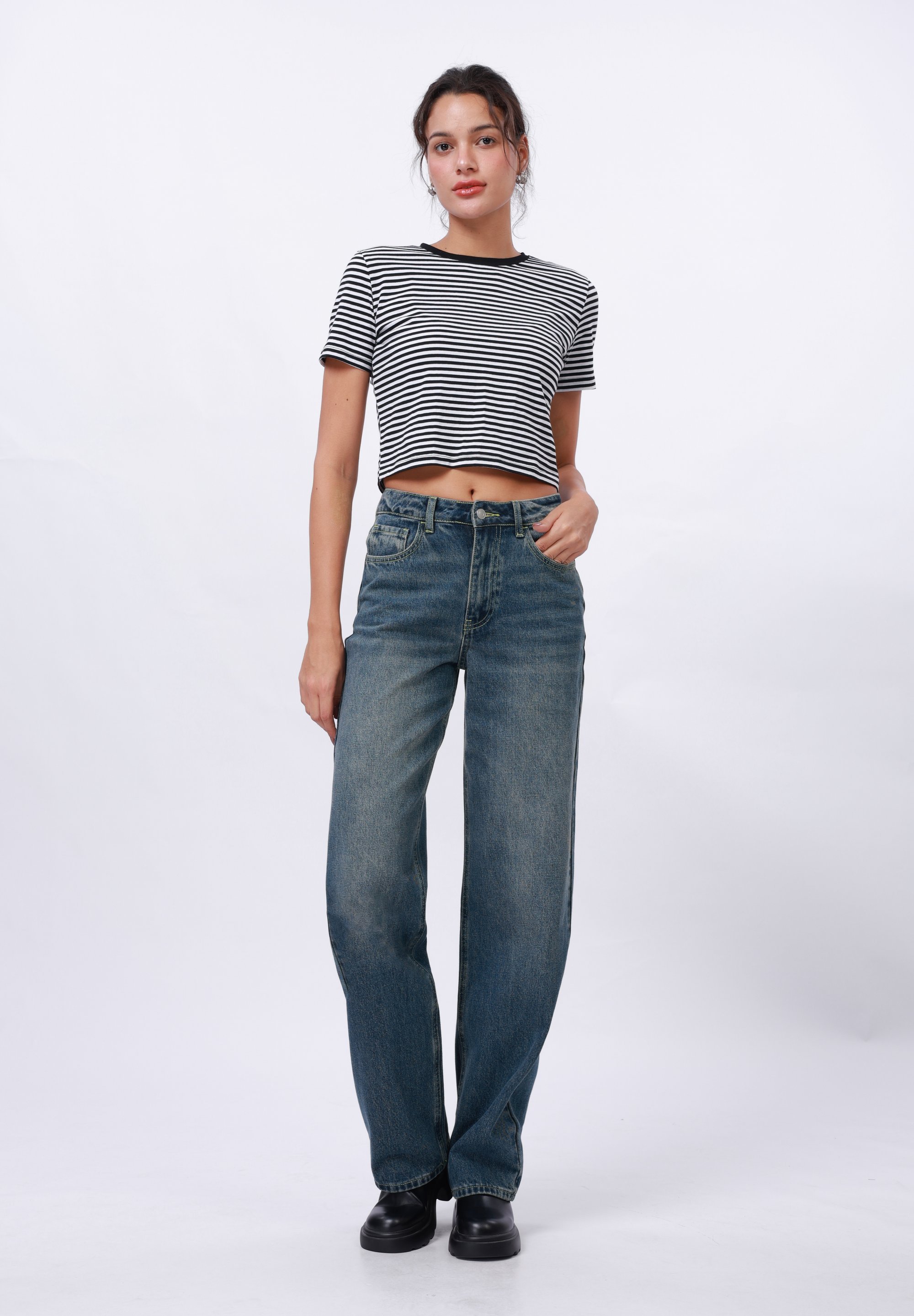 Even&Odd Tall Relaxed fit jeans - vuil denim