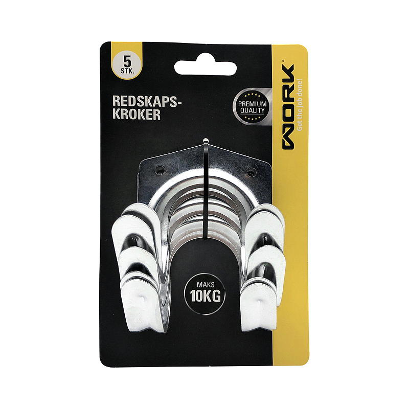 Crochet porte-outils galvanisé, lot de 5