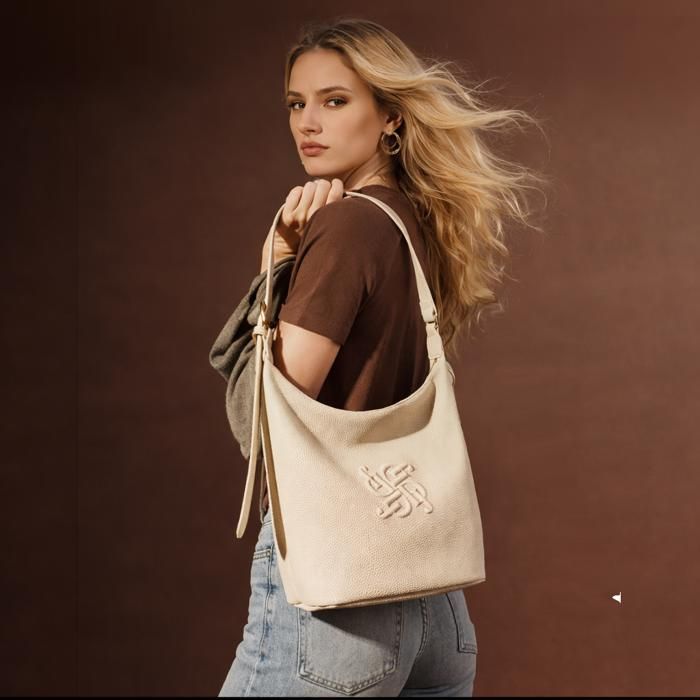 David Jones - Bolsa Hobo Feminina em Couro PU - Bege