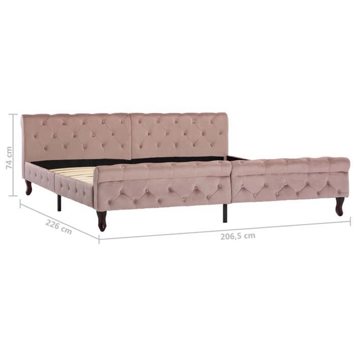 Rosa 200 x 200 cm - Letto in legno - Portata massima 150 kg - Struttura letto - Materasso non incluso - Velluto rosa 200x200 cm 005_679351