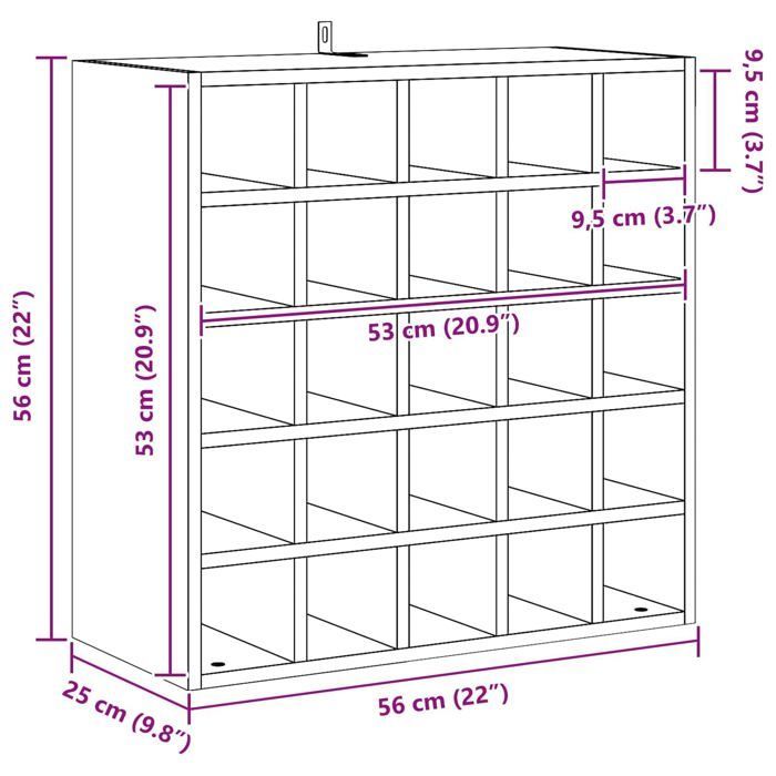Botellero de pino - vidaXL - Natural - Pino macizo - 62x25x62 cm - Modular - Gran capacidad de almacenamiento